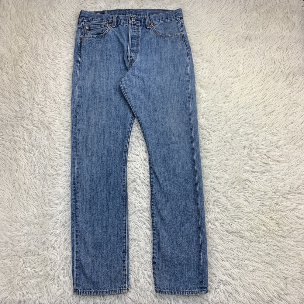 Levis Jeans 32x32 Blue Pants‎ 501 Button Fly Faded Straight Denim Tag 34x34